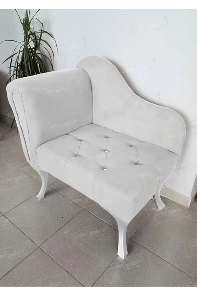 Yeni Model Tekli Köşe Koltuğu Josefin Bench Beyaz Ayak