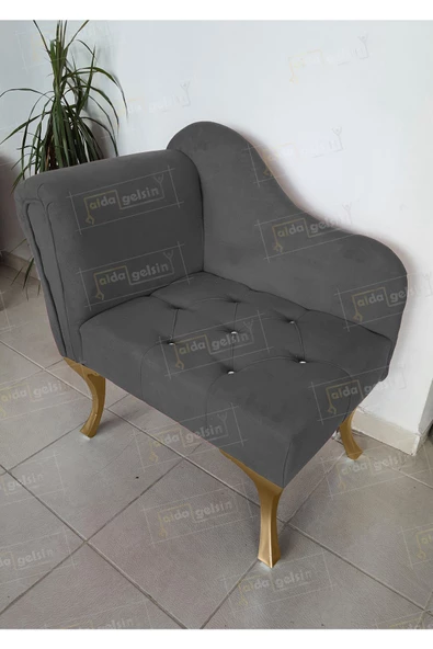 Yeni Model Tekli Köşe Koltuğu Josefin Bench Gold Ayak