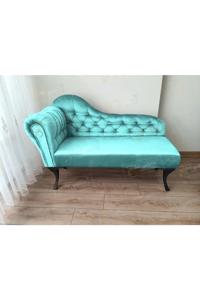 Ters Kol Dekoratif Bihter Koltuk Josefin Puf 130 cm Siyah Ayak ürün görseli 1