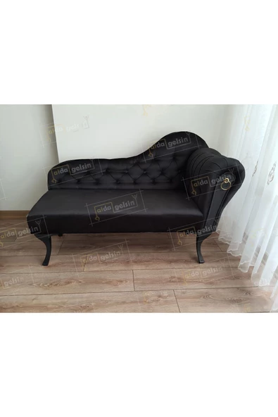 Ters Kol Dekoratif Bihter Koltuk Josefin Puf 110 cm Siyah Ayak