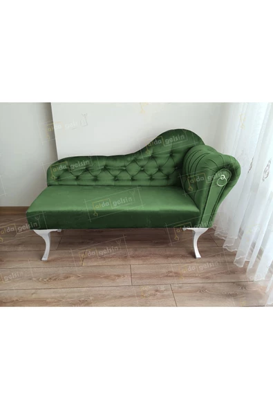 Ters Kol Dekoratif Bihter Koltuk Josefin Puf 130 cm Beyaz Ayak