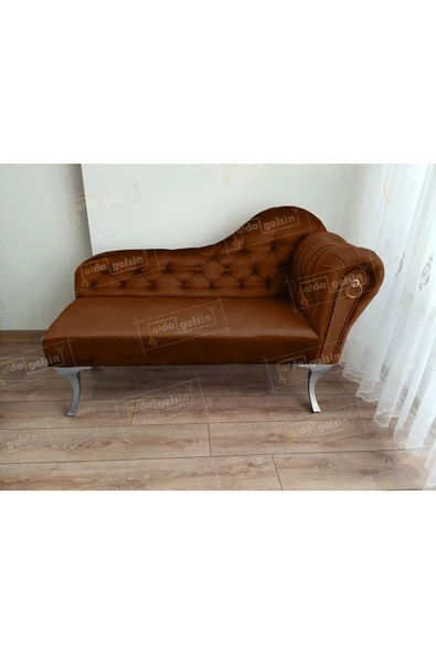 Ters Kol Dekoratif Bihter Koltuk Josefin Puf 120 cm Gümüş Ayak