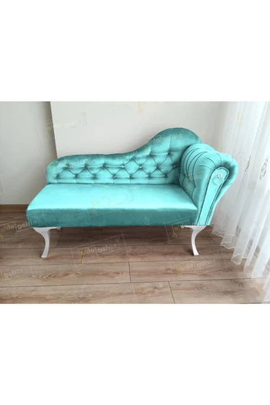 Ters Kol Dekoratif Bihter Koltuk Josefin Puf 120 cm Beyaz Ayak