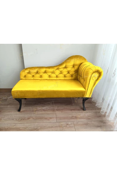 Ters Kol Dekoratif Bihter Koltuk Josefin Puf 110 cm Siyah Ayak