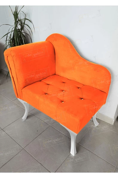 Yeni Model Tekli Köşe Koltuğu Josefin Bench Beyaz Ayak