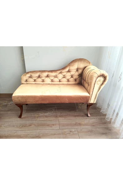 Ters Kol Dekoratif Bihter Koltuk Josefin Puf 120 cm Ceviz Ayak