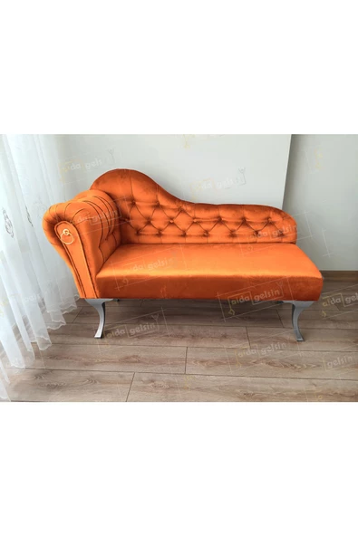 Dekoratif Bihter Koltuk Josefin Puf 110 cm Gümüş Ayak