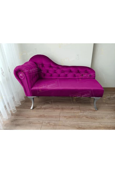 Dekoratif Bihter Koltuk Josefin Puf 110 cm Gümüş Ayak
