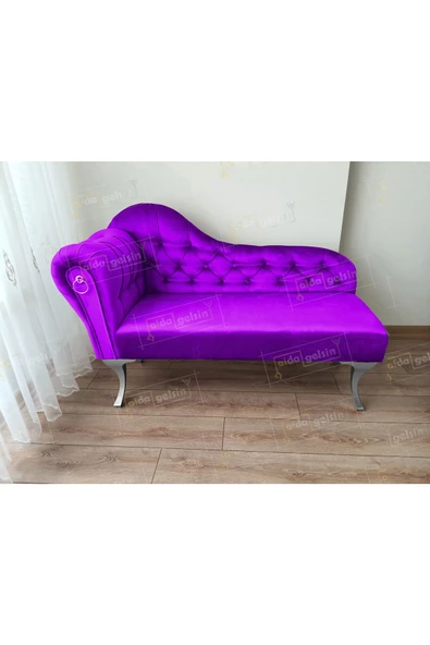 Dekoratif Bihter Koltuk Josefin Puf 130 cm Gümüş Ayak