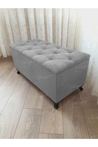 Lüks Sandıklı Kapitoneli Ayakucu Puf Bench 120 cm Siyah Ayak ürün görseli 1