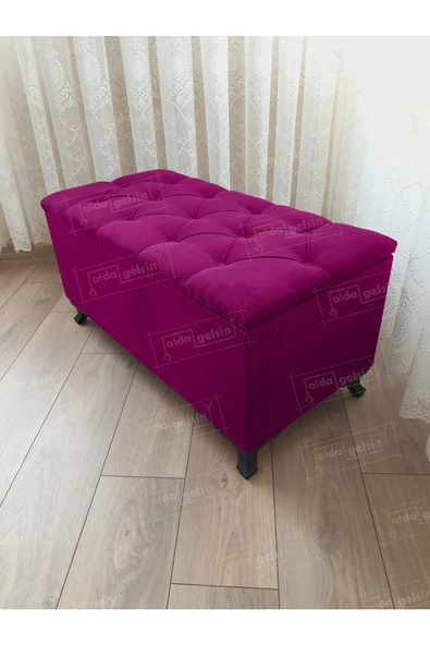 Lüks Sandıklı Kapitoneli Ayakucu Puf Bench 120 cm Siyah Ayak ürün görseli 1