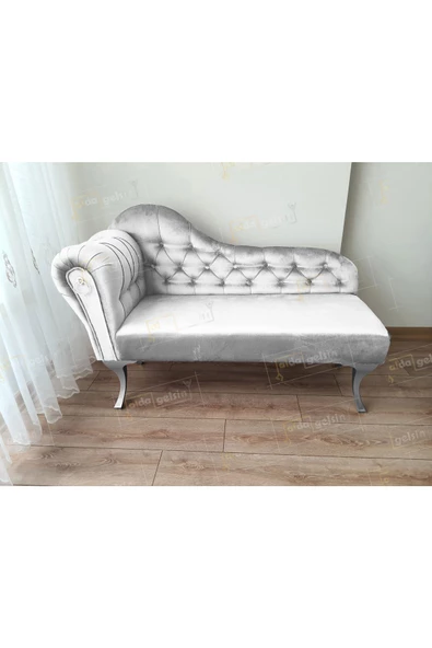 Dekoratif Bihter Koltuk Josefin Puf 120 cm Gümüş Ayak