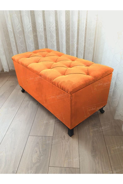 Lüks Sandıklı Kapitoneli Ayakucu Puf Bench 120 cm Siyah Ayak ürün görseli