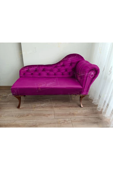 Ters Kol Dekoratif Bihter Koltuk Josefin Puf 120 cm Ceviz Ayak