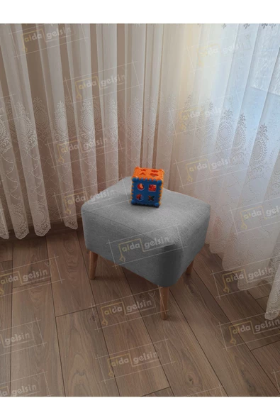 Lüks Oval Parrot Puf Ahşap Ayak ürün görseli 1