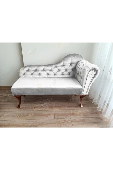 Ters Kol Dekoratif Bihter Koltuk Josefin Puf 110 cm Ceviz Ayak
