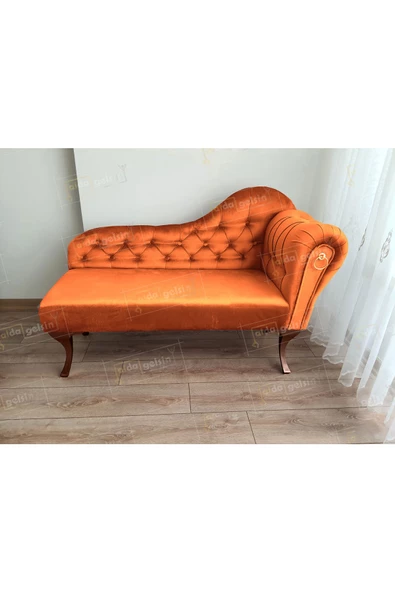 Ters Kol Dekoratif Bihter Koltuk Josefin Puf 110 cm Ceviz Ayak