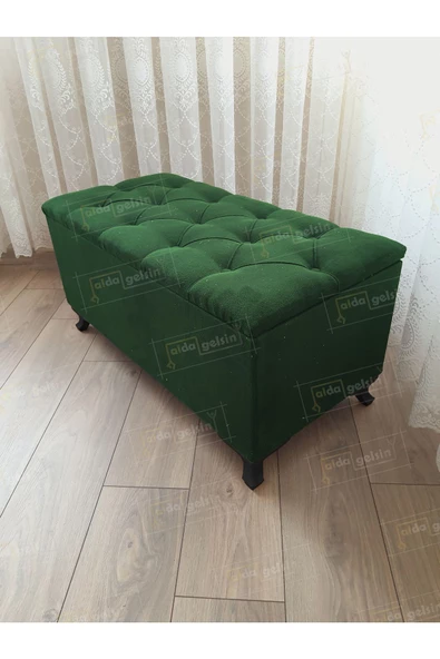 Lüks Sandıklı Kapitoneli Ayakucu Puf Bench 120 cm Siyah Ayak ürün görseli