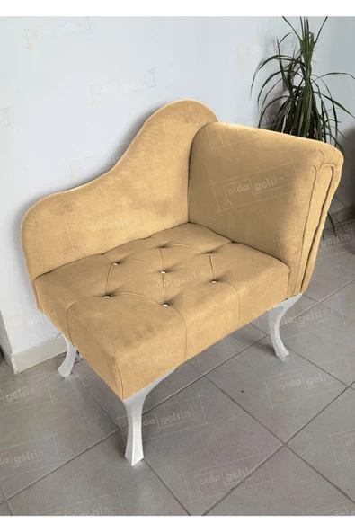 Yeni Model Ters Kol Tekli Köşe Koltuğu Josefin Bench Beyaz Ayak