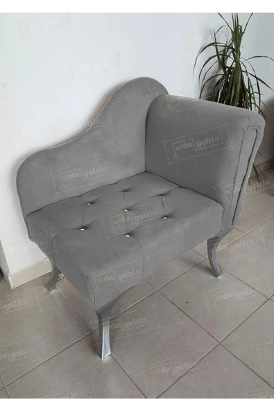 Yeni Model Ters Kol Tekli Köşe Koltuğu Josefin Bench Gümüş Ayak