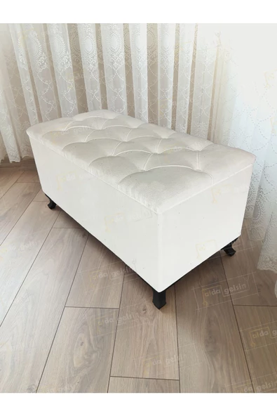 Lüks Sandıklı Kapitoneli Ayakucu Puf Bench 120 cm Siyah Ayak ürün görseli