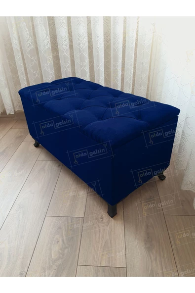 Lüks Sandıklı Kapitoneli Ayakucu Puf Bench 90 cm Siyah Ayak ürün görseli 1