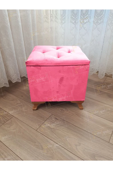 Lüks Sandıklı Tabure Puf 45 x 45 cm Ceviz Ayak ürün görseli