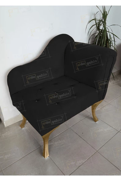 Yeni Model Ters Kol Tekli Köşe Koltuğu Josefin Bench Gold Ayak ürün görseli 1