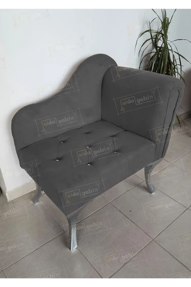 Yeni Model Ters Kol Tekli Köşe Koltuğu Josefin Bench Gümüş Ayak