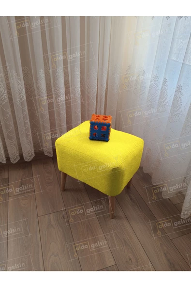 Lüks Oval Parrot Puf Ahşap Ayak ürün görseli 1