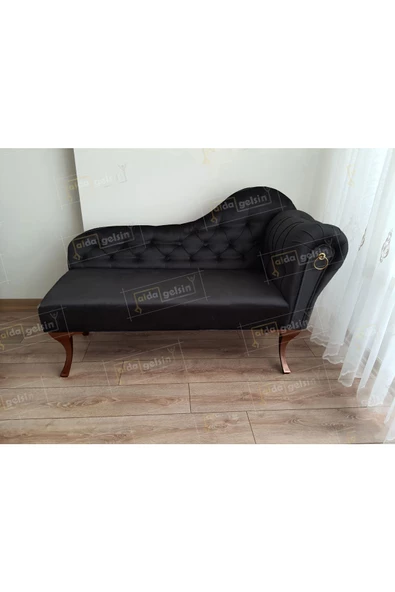 Ters Kol Dekoratif Bihter Koltuk Josefin Puf 120 cm Ceviz Ayak