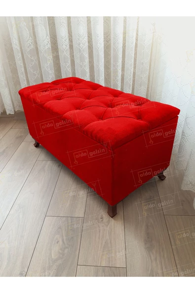 Lüks Sandıklı Kapitoneli Ayakucu Puf Bench 120 cm Ceviz Ayak ürün görseli 1