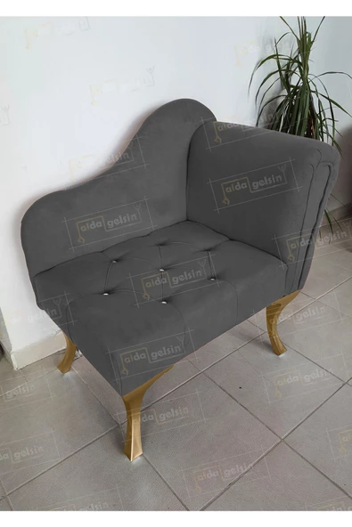Yeni Model Ters Kol Tekli Köşe Koltuğu Josefin Bench Gold Ayak