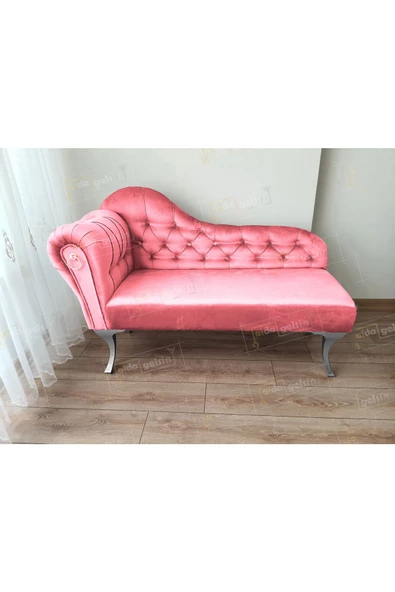 Dekoratif Bihter Koltuk Josefin Puf 110 cm Gümüş Ayak