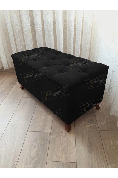 Lüks Sandıklı Kapitoneli Ayakucu Puf Bench 90 cm Ceviz Ayak ürün görseli 1