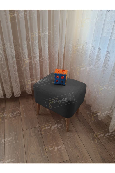 Lüks Oval Parrot Puf Ahşap Ayak ürün görseli 1