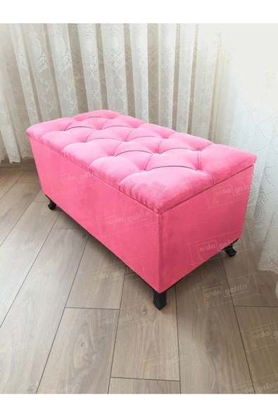 Lüks Sandıklı Kapitoneli Ayakucu Puf Bench 120 cm Siyah Ayak ürün görseli