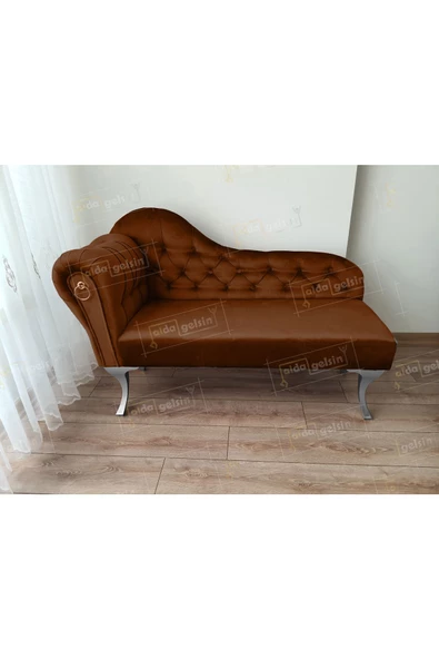 Dekoratif Bihter Koltuk Josefin Puf 110 cm Gümüş Ayak