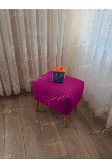 Lüks Oval Parrot Puf Ahşap Ayak ürün görseli 1