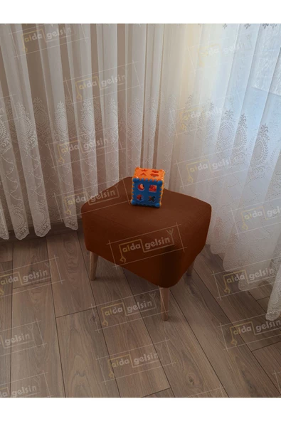 Lüks Oval Parrot Puf Ahşap Ayak ürün görseli