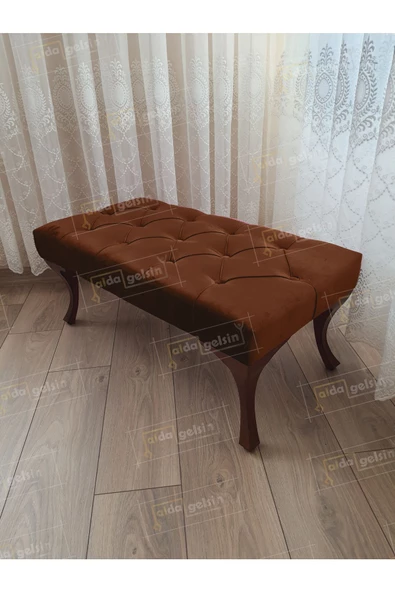 Kapitoneli Ayak Ucu Kapı Önü Antre Bench Puf Ceviz Ayak (90*45) ürün görseli 1