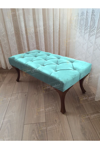 Kapitoneli Ayak Ucu Kapı Önü Antre Bench Puf Ceviz Ayak (110*45) ürün görseli 1