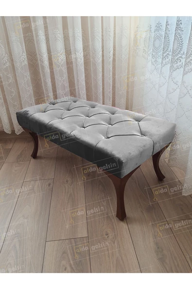 Kapitoneli Ayak Ucu Kapı Önü Antre Bench Puf Ceviz Ayak (90*45) ürün görseli 1