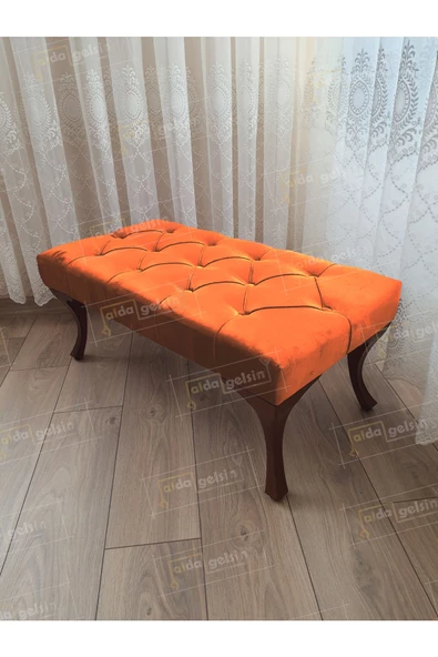 Kapitoneli Ayak Ucu Kapı Önü Antre Bench Puf Ceviz Ayak (100*45) ürün görseli 1
