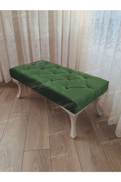 Kapitoneli Ayak Ucu Kapı Önü Antre Bench Puf Beyaz Ayak (120*45) ürün görseli