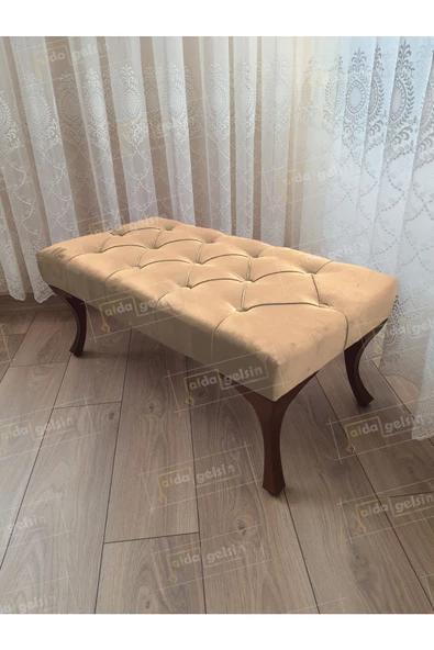 Kapitoneli Ayak Ucu Kapı Önü Antre Bench Puf Ceviz Ayak (100*45) ürün görseli 1