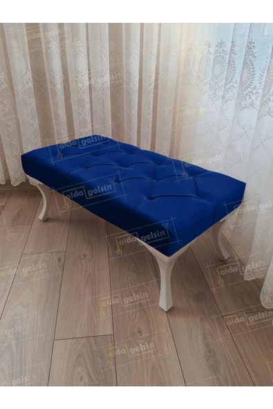 Kapitoneli Ayak Ucu Kapı Önü Antre Bench Puf Beyaz Ayak (120*45) ürün görseli 1