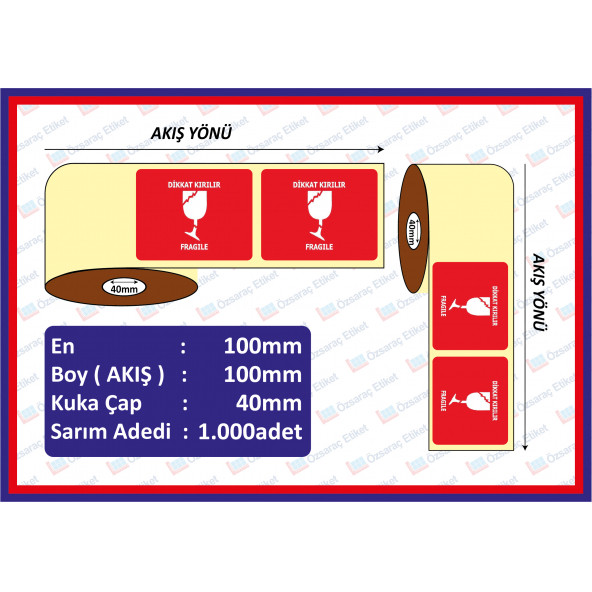 DİKKAT KIRILIR 100*100 20 RULO 500 SARIM 10.000 ADET - 2
