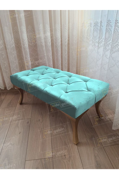Kapitoneli Ayak Ucu Kapı Önü Antre Bench Puf Gold Ayak (100*45) ürün görseli