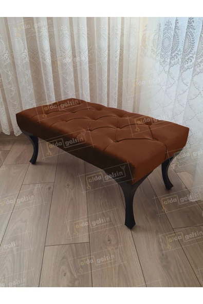 Kapitoneli Ayak Ucu Kapı Önü Antre Bench Puf Siyah Ayak (120*45)